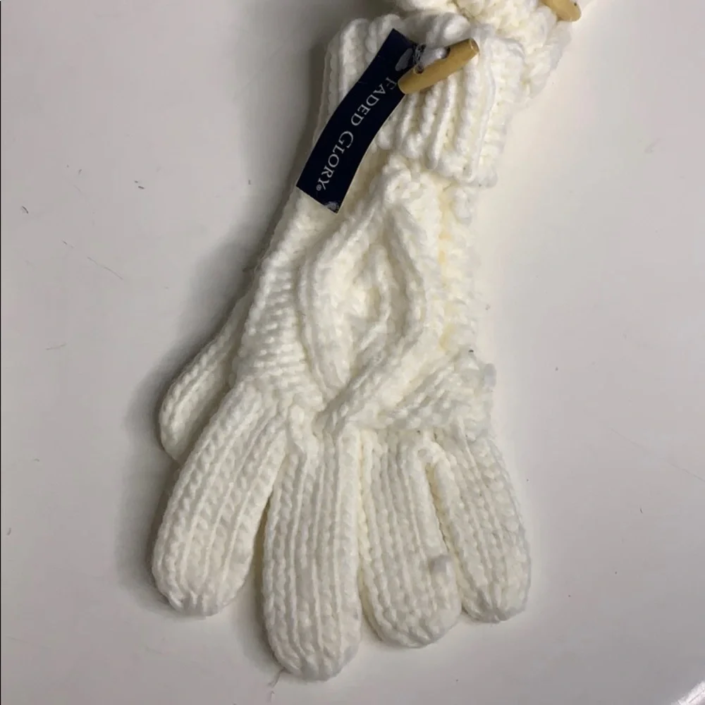 Faded Glory Cable Knit Gloves & Hat Toggle Tusk winter white essentials